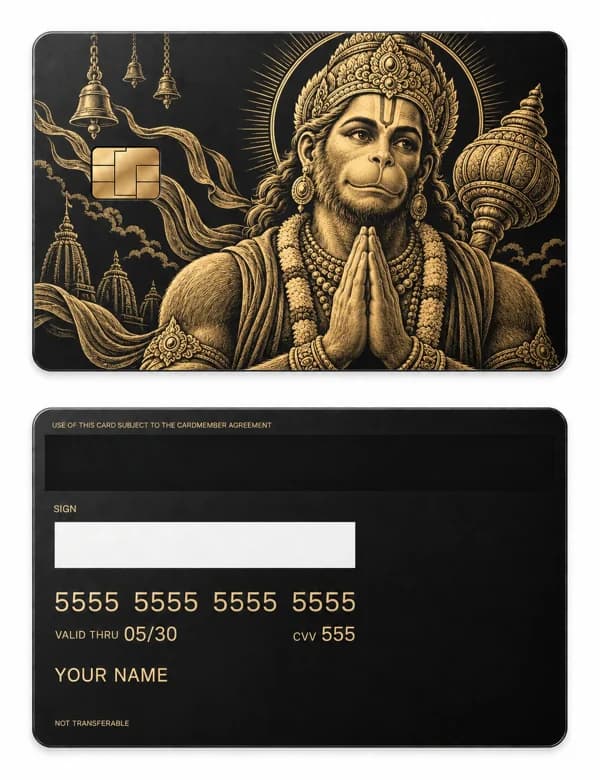 Hanuman's Devotion, Matte black brass with gold engraving