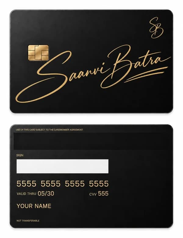 Saanvi Sovereign Signature, Matte black brass with gold engraving