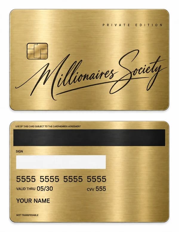 Millionaires Society, Brushed gold stainless steel with black engraving