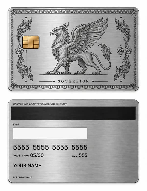 Sovereign, Brushed silver stainless steel with black engraving