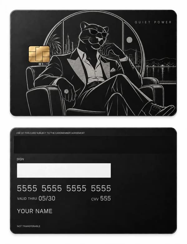 Panther Principal, Matte black stainless steel with silver engraving
