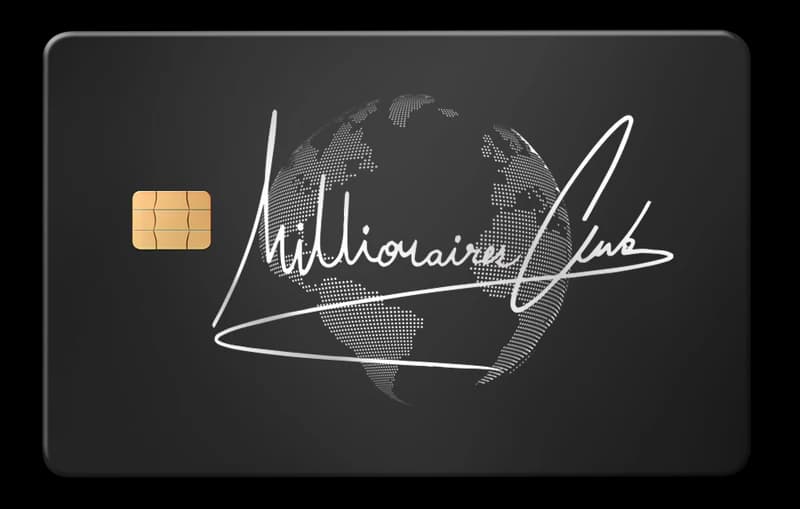 Millionaires Club, a black metal card with a silver signature