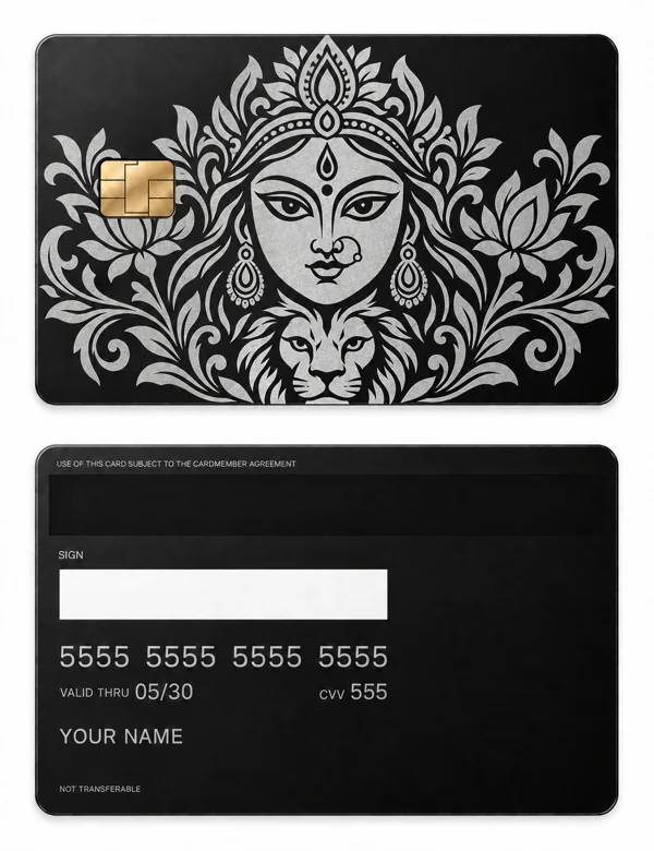 Durga Shakti — Matte black stainless steel with silver engraving