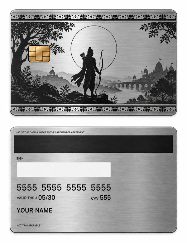 Ram's Horizon — Brushed silver stainless steel with black engraving