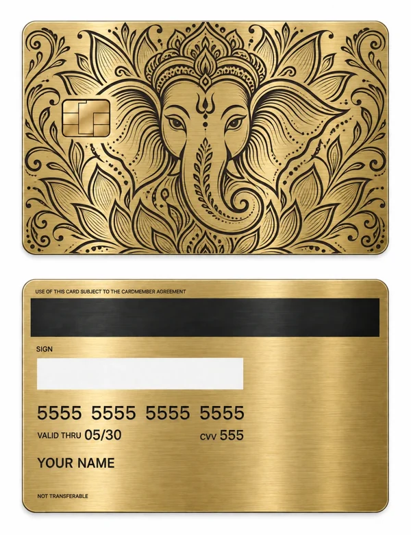 Ganesha's Welcome — Brushed gold stainless steel with black engraving