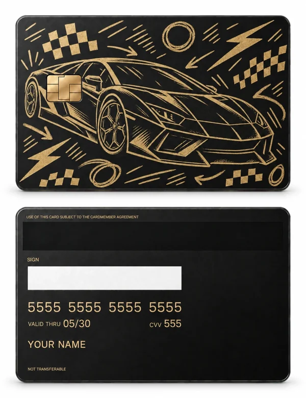 Doodle Supercar — Matte black brass with gold engraving