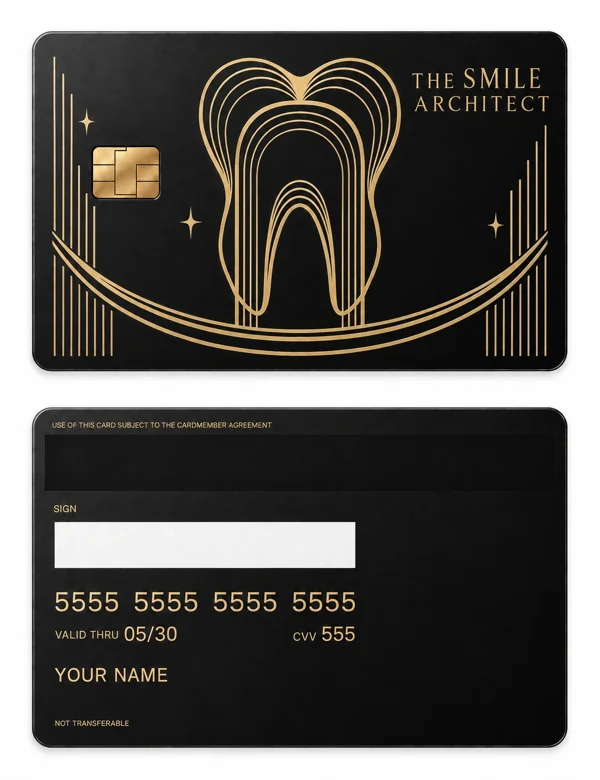 The Smile Architect — Matte black brass with gold engraving