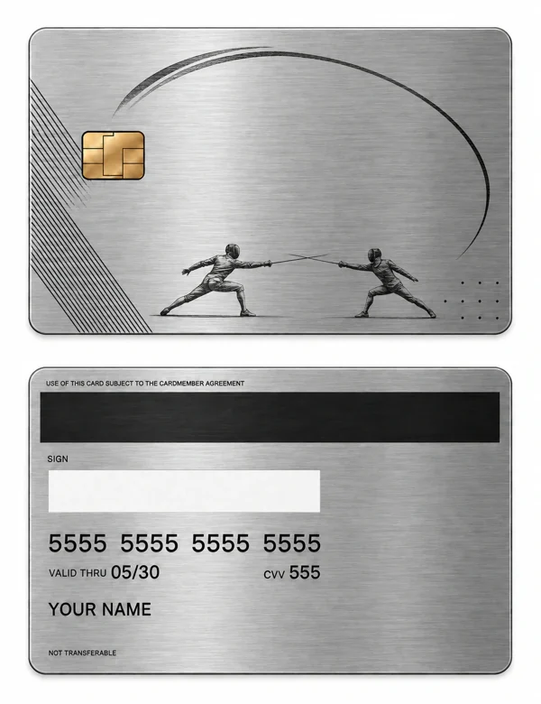 The Quiet Duel — Brushed silver stainless steel with black engraving
