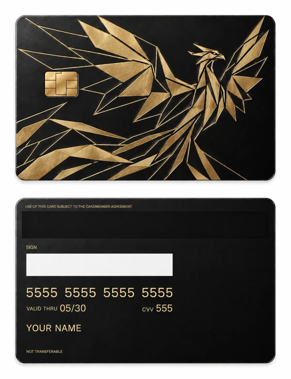 Folded Fire — Matte black brass with gold engraving