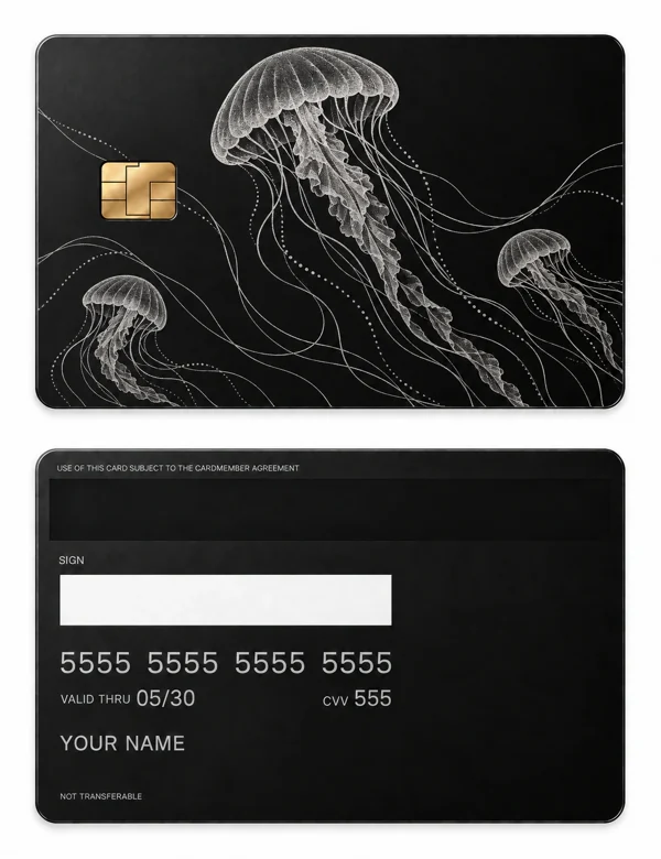 Jellyfish Waltz — Matte black stainless steel with silver engraving