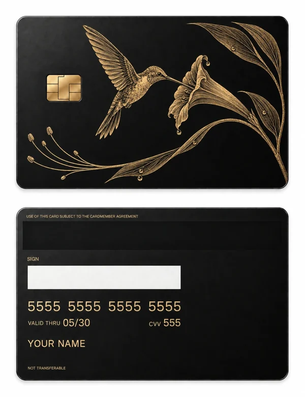 Hummingbird Sonata — Matte black brass with gold engraving