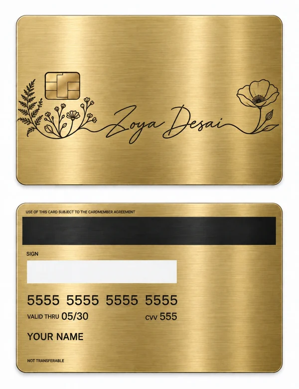 Zoya Wildflower Autograph — Brushed gold stainless steel with black engraving