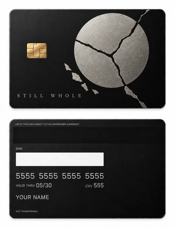 Still Whole — Matte black stainless steel with silver engraving