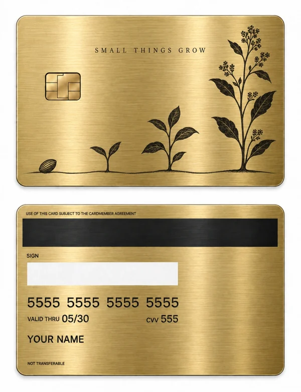 Small Things Grow — Brushed gold stainless steel with black engraving