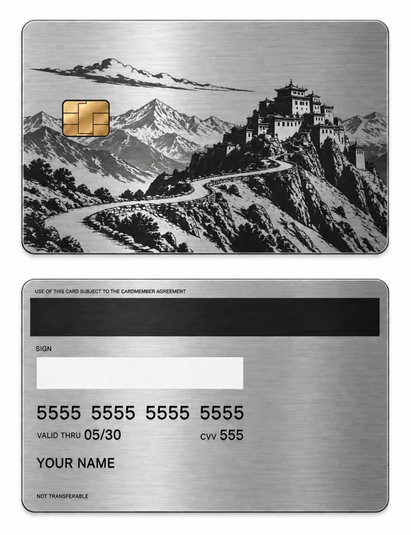 Mountain Sanctuary — Brushed silver stainless steel with black engraving
