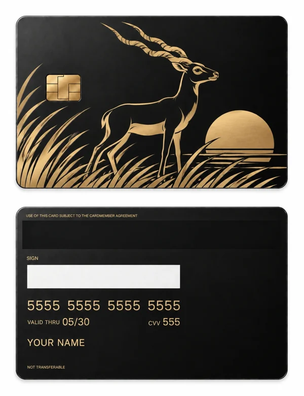 Grassland Elegance — Matte black brass with gold engraving