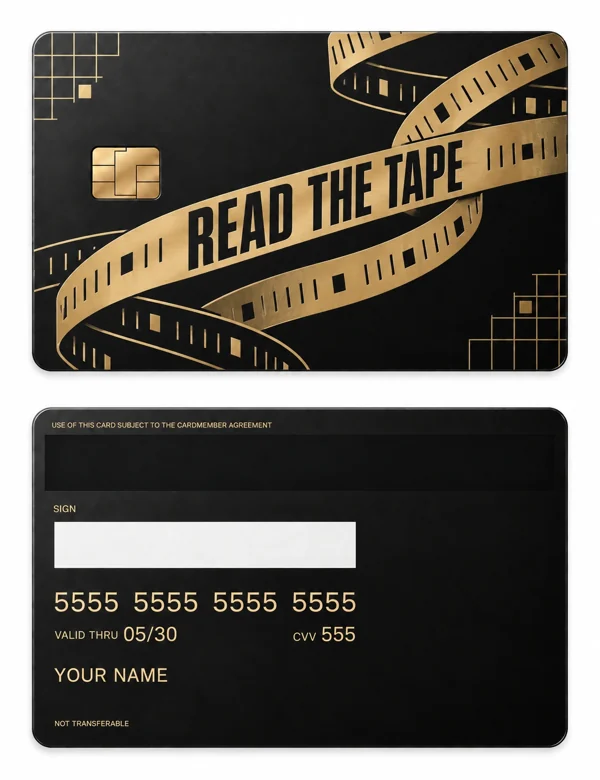 Read the Tape — Matte black brass with gold engraving