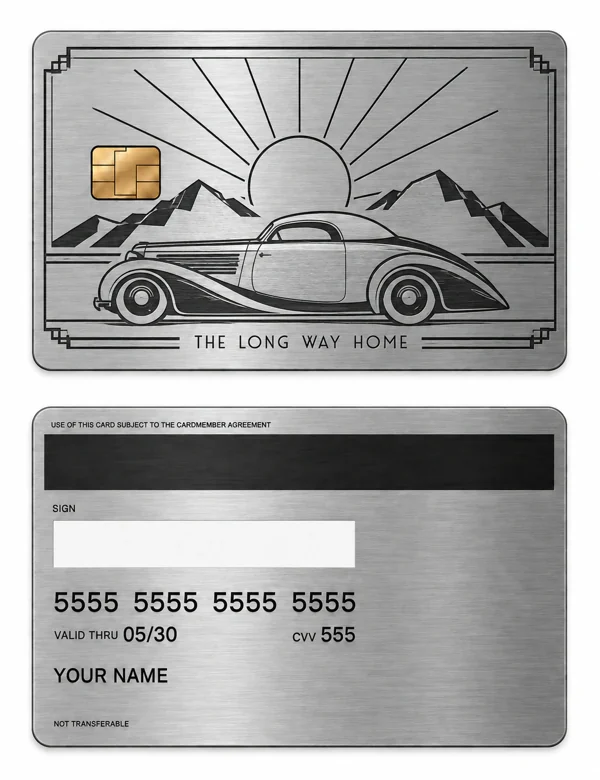 Deco Touring — Brushed silver stainless steel with black engraving
