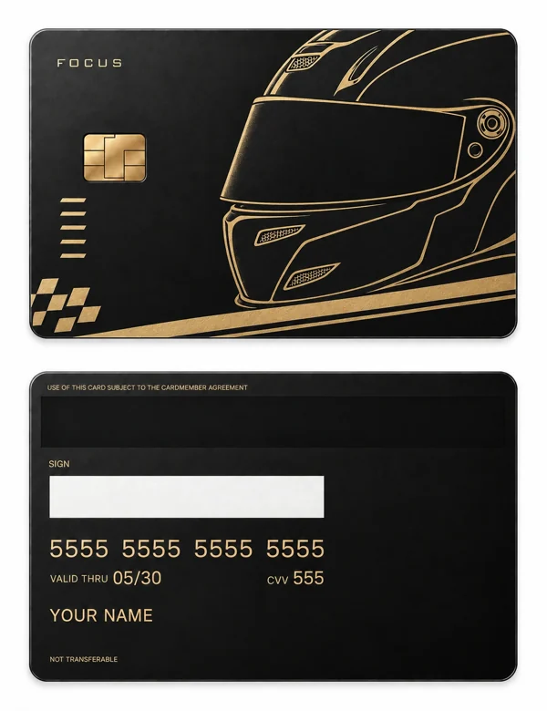 Grid Focus — Matte black brass with gold engraving
