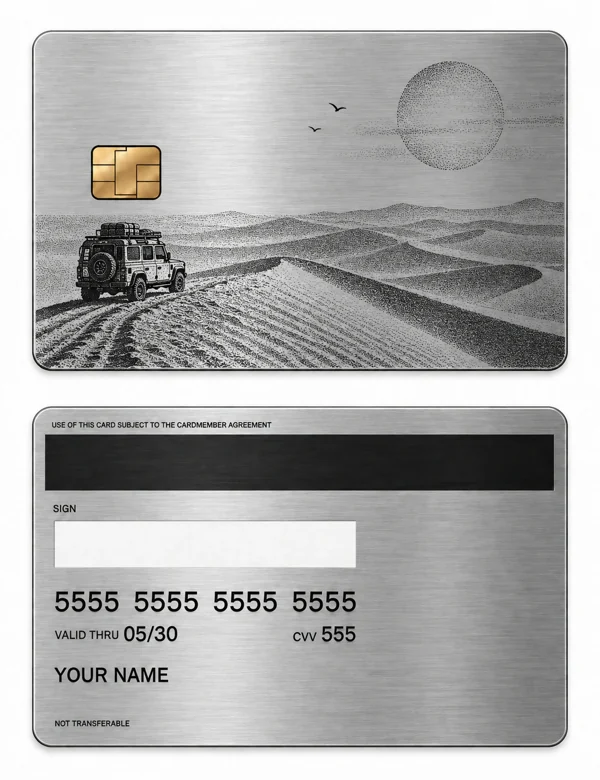 Sand Lines — Brushed silver stainless steel with black engraving