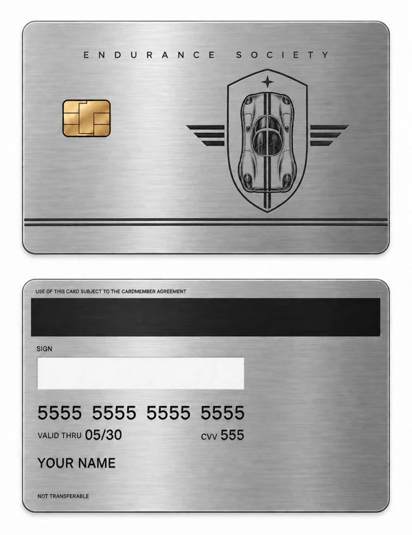 Endurance Society — Brushed silver stainless steel with black engraving