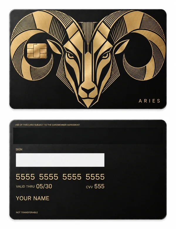 Aries Golden Gate — Matte black brass with gold engraving