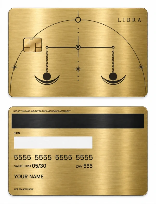 Libra Equilibrium Mobile — Brushed gold stainless steel with black engraving