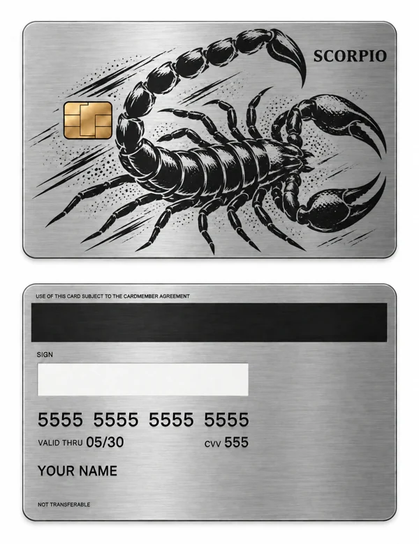 Scorpio Ink Current — Brushed silver stainless steel with black engraving