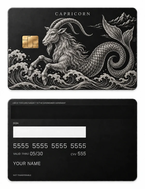 Capricorn Sea Ascent — Matte black stainless steel with silver engraving