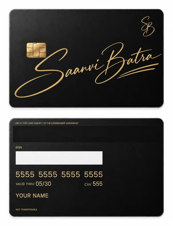 Saanvi Sovereign Signature — Matte black brass with gold engraving