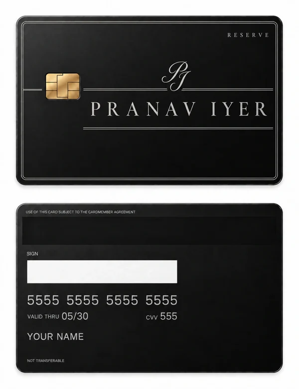 Pranav Reserve Identity — Matte black stainless steel with silver engraving