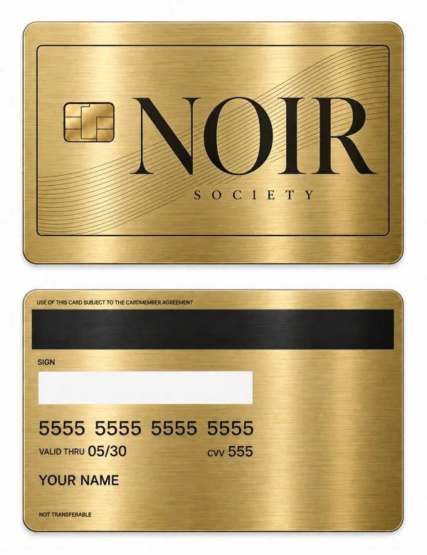 Noir Society — Brushed gold stainless steel with black engraving