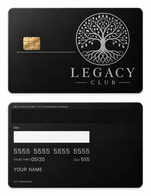 Legacy Club — Matte black stainless steel with silver engraving