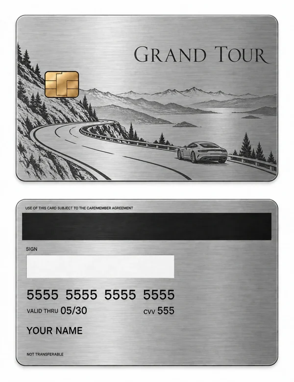 Grand Tour — Brushed silver stainless steel with black engraving