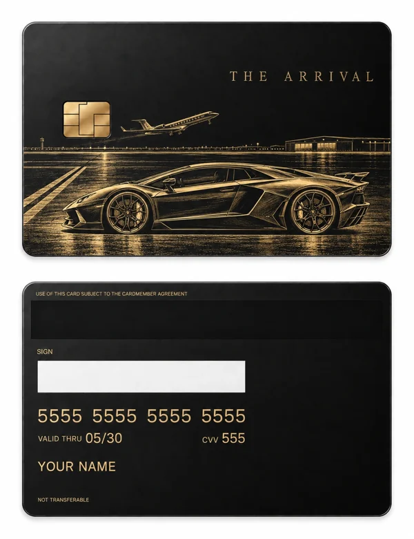 The Arrival — Matte black brass with gold engraving